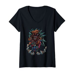 Womens Aztec Warrior Cool Shaman Guardian Inca Maya Gift Idea V-Neck T-Shirt